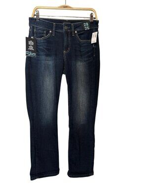 NWT Silver Jeans Suki Crop Mid Rise Dark Wash Jeans Size 29W 25L